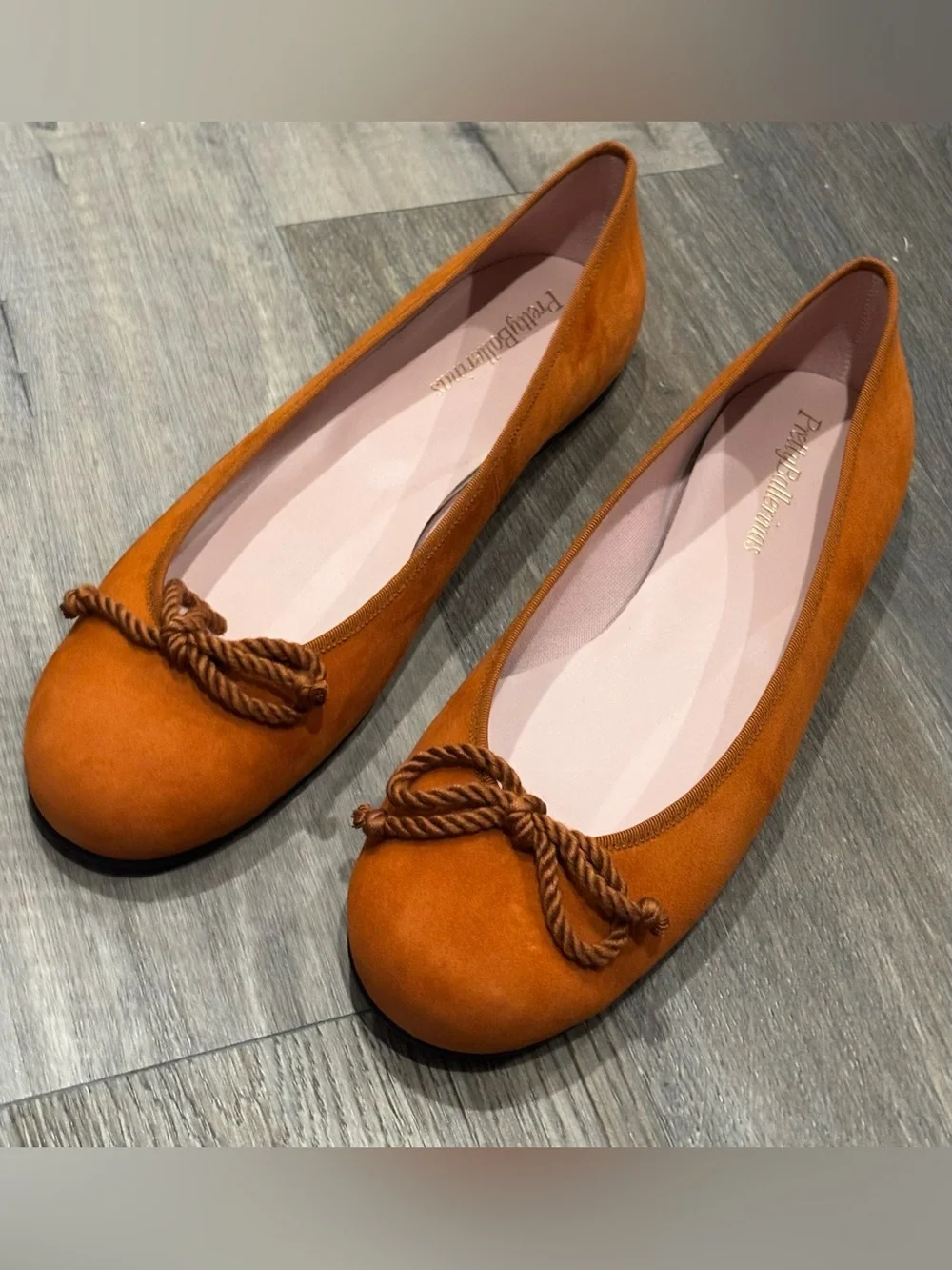 NIB Pretty Ballerinas Rosario Suede Ballerina Flats Orange/burnt Oxide Size 12